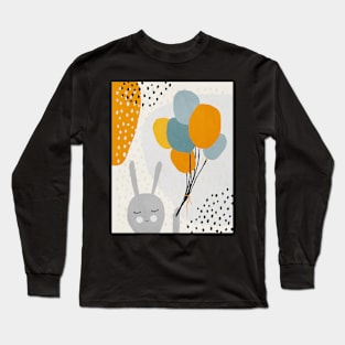 Rabbit, Balloons, Bunny, Abstract, Mid century modern kids wall art, Nursery room Long Sleeve T-Shirt